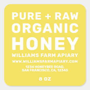 Jar de miel moderne Étiquette Honeybee Apière Jaun