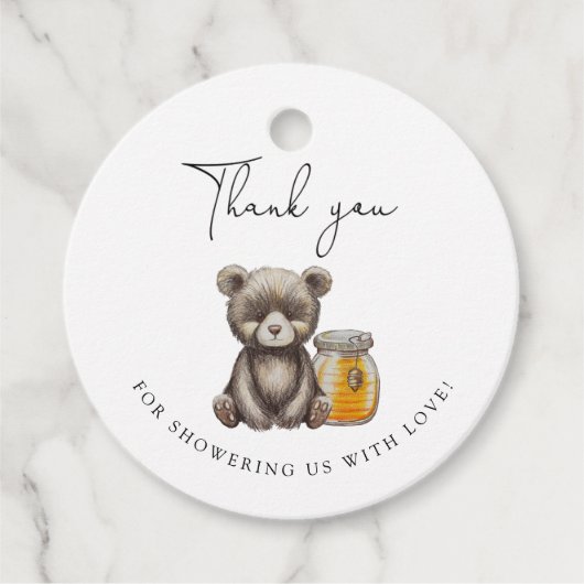 jar honing en teddybeer dank u bedankjes labels (Voorkant)