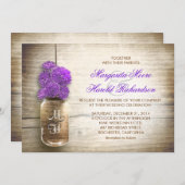 Jar Mason et fleurs violettes invitations mariage (Devant / Derrière)