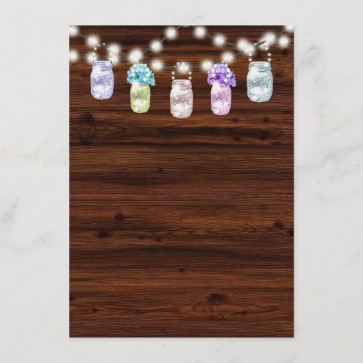 Jar Mason Rustique Avec Menu Mariage Lumière (Dos)