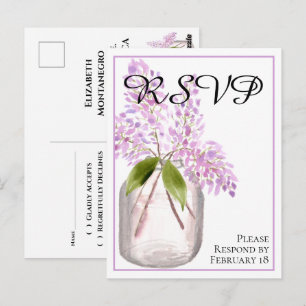 Jar van Lilacs rustieke Waterverf bruiloft RSVP Briefkaart