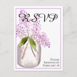 Jar van Lilacs rustieke Waterverf bruiloft RSVP Briefkaart