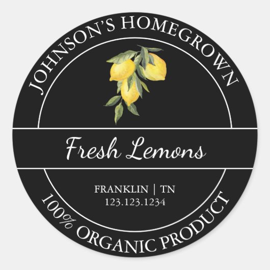 Jardin à la maison Étiquette de citron bio frais (Devant)