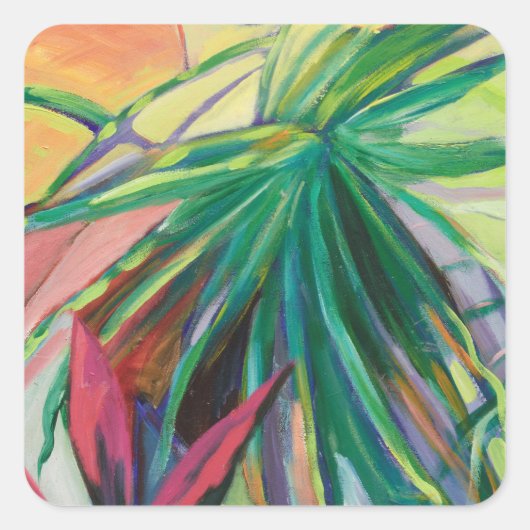 Jardin Abstracto I Vierkante Sticker (Voorkant)