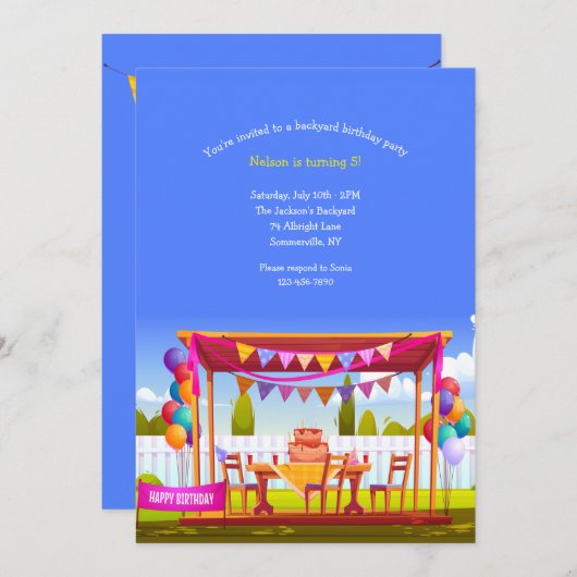Jardin Anniversaire Fête Invitation (Devant / Derrière)