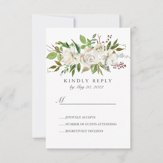 Jardin antique Fleurs blanches Mariage RSVP (Devant)