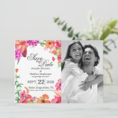 Jardin aquarelle rose orange Invitations de sauveg (Debout devant)