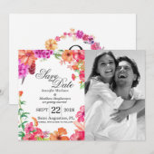 Jardin aquarelle rose orange Invitations de sauveg (Devant / Derrière)