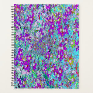 Jardin aquatique avec fleurs bleu violet et rose c
