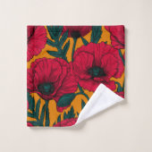 Jardin aux coquelicots rouges (Gant de toilette)