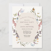 Jardin aux fleurs papillons Invitation d'anniversa (Devant)