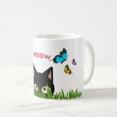 Jardin aux papillons mignon avec Mug de chat noir (Devant droit)