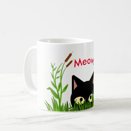 Jardin aux papillons mignon avec Mug de chat noir (Devant gauche)