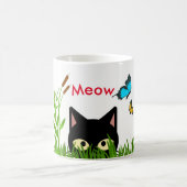 Jardin aux papillons mignon avec Mug de chat noir (Centre)