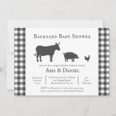 Jardin Baby shower Rustic Grey Plaid Invitation (Devant)