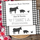 Jardin Baby shower Rustic Grey Plaid Invitation
