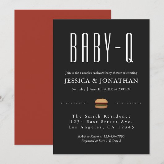 Jardin BabyQ BBQ Baby shower Couples Invitation (Devant / Derrière)