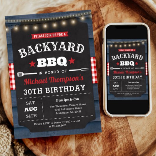 Jardin Barbecue 30e anniversaire Invitation