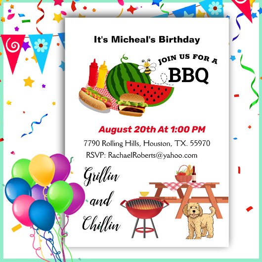 Jardin barbecue Grillin & Chillin Invitation d'ann
