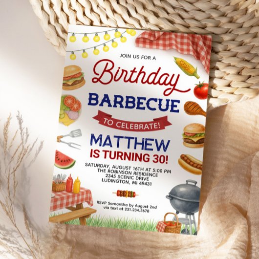 Jardin BBQ 30e Invitation anniversaire