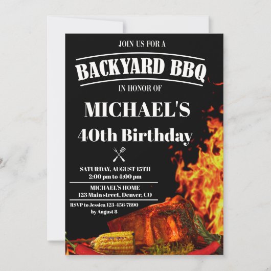 Jardin BBQ invitation Barbeque anniversaire invita (Devant)