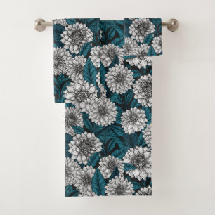 Jardin blanc Dahlia / feuilles bleus 2