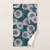 Jardin blanc Dahlia / feuilles bleus 2 (Serviette à main)