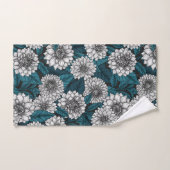 Jardin blanc Dahlia / feuilles bleus 2 (Serviette à main)