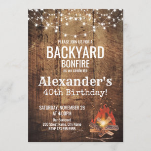 Jardin Bonfire Invitation d'anniversaire