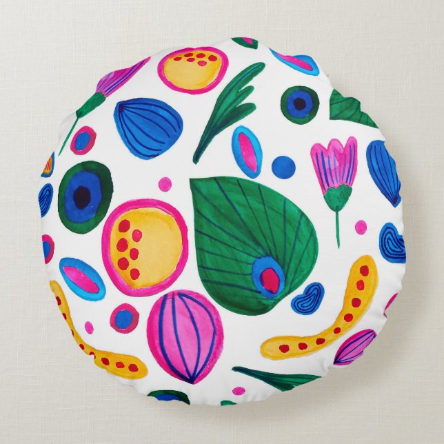 Jardín Botánico Abstracto Boho Maximalist Rond Kussen (Achterkant)