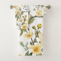 Jardin botanique aquarelle floral jaune