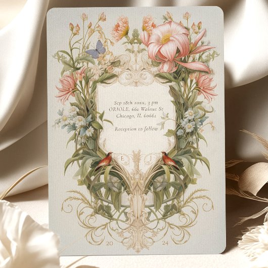 Jardin botanique Faire-part de mariage Art nouveau