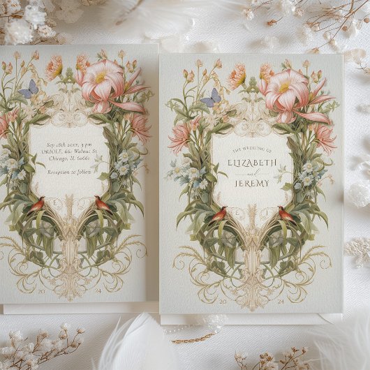 Jardin botanique Faire-part de mariage Art nouveau