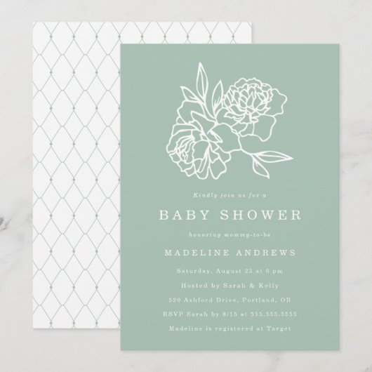 Jardin botanique | Invitation Baby shower (Devant / Derrière)