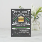 Jardin Chalkboard Barbecue BBQ invitations à la fê (Debout devant)