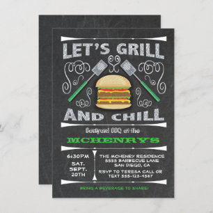 Jardin Chalkboard Barbecue BBQ invitations à la fê