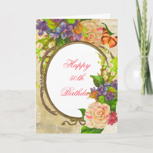 Jardin coloré encadré Carte d'anniversaire