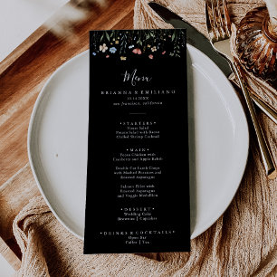 Jardin coloré Menu de dîner de fleurs sauvages