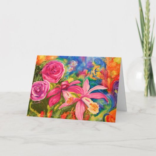 Jardin coloré Soie Art Merci Note (Devant)