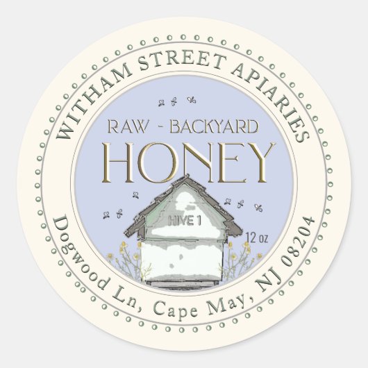 Jardin cru ruches de miel avec Étiquette abeilles (Devant)