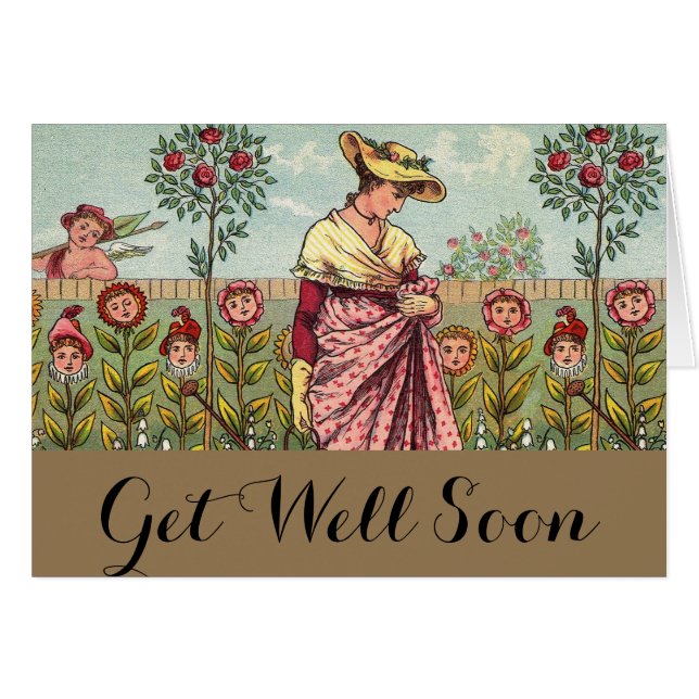 Jardin Cultivation Flower Woman Art Antique (Devant horizontal)