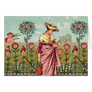 Jardin Cultivation Flower Woman Art Antique