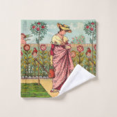 Jardin Cultivation Flower Woman Art Antique (Gant de toilette)