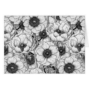 Jardin d'anémones en noir et blanc
