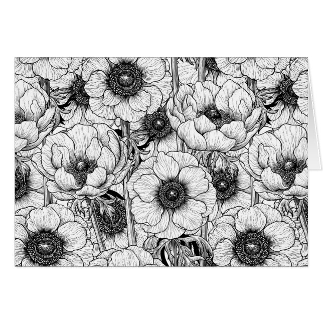 Jardin d'anémones en noir et blanc (Devant horizontal)