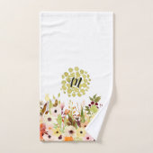 Jardin d'aquarelle gaie Monogramme (Serviette à main)