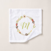 Jardin d'aquarelle gaie Monogramme (Gant de toilette)