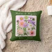 Jardin Date de mariage Coussin fleurs roses boho (Couverture)