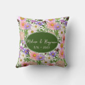 Jardin Date de mariage Coussin fleurs roses boho (Verso)