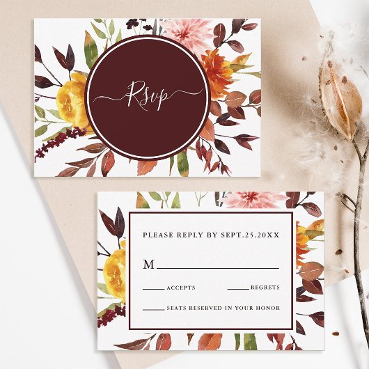 Jardin d'automne Carte de réponse de mariage à l'a